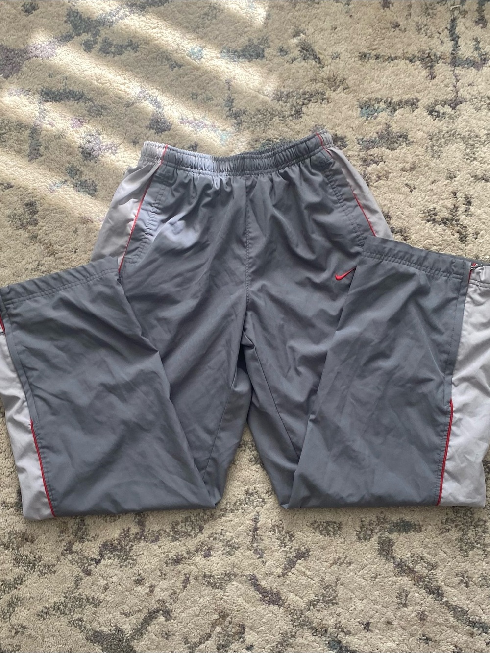 Nike Gray Track Pants with Red Trim